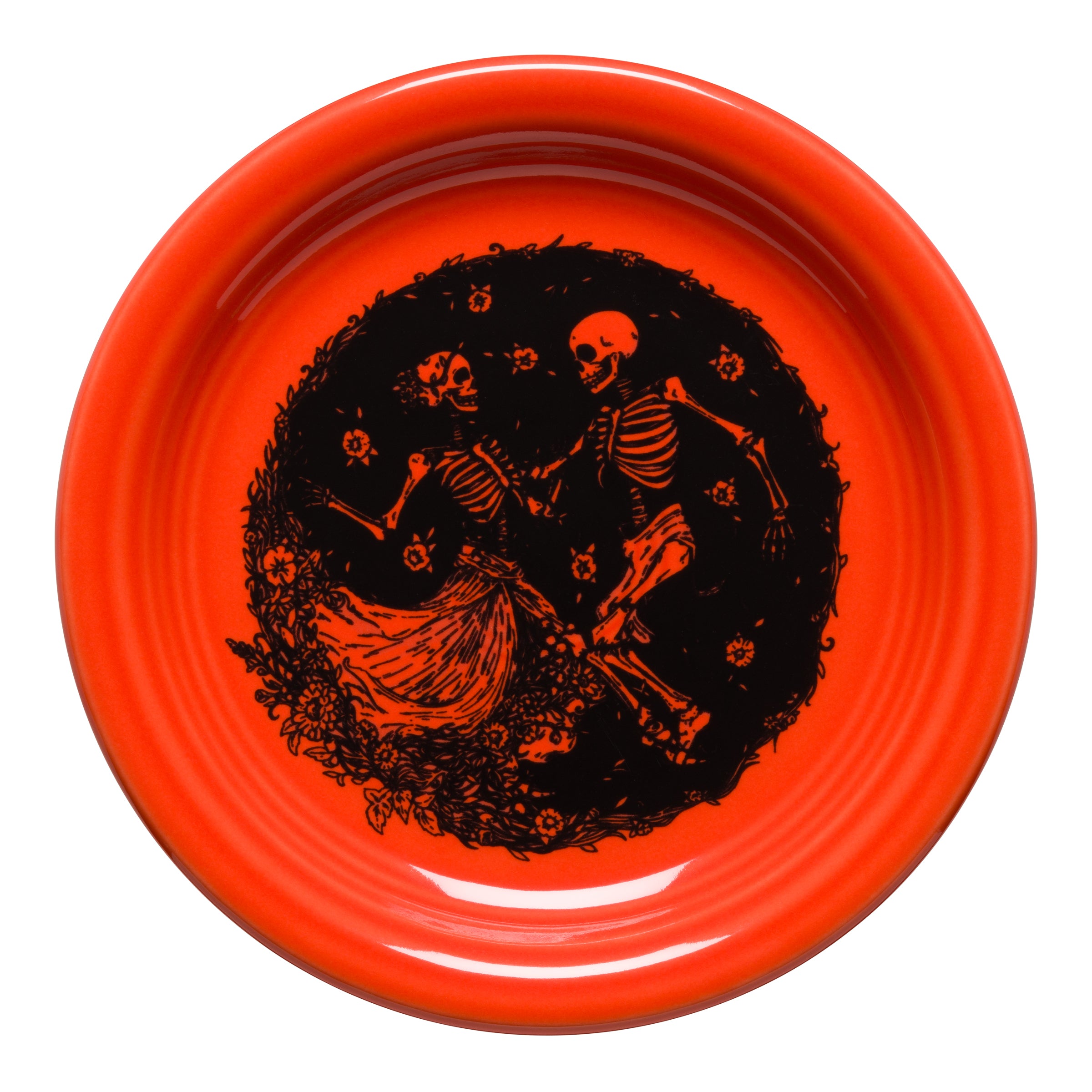 Fiesta Retired Skeleton Duet Poppy Bistro Coupe 6 1/4 Inch Appetizer Plate - Image 2