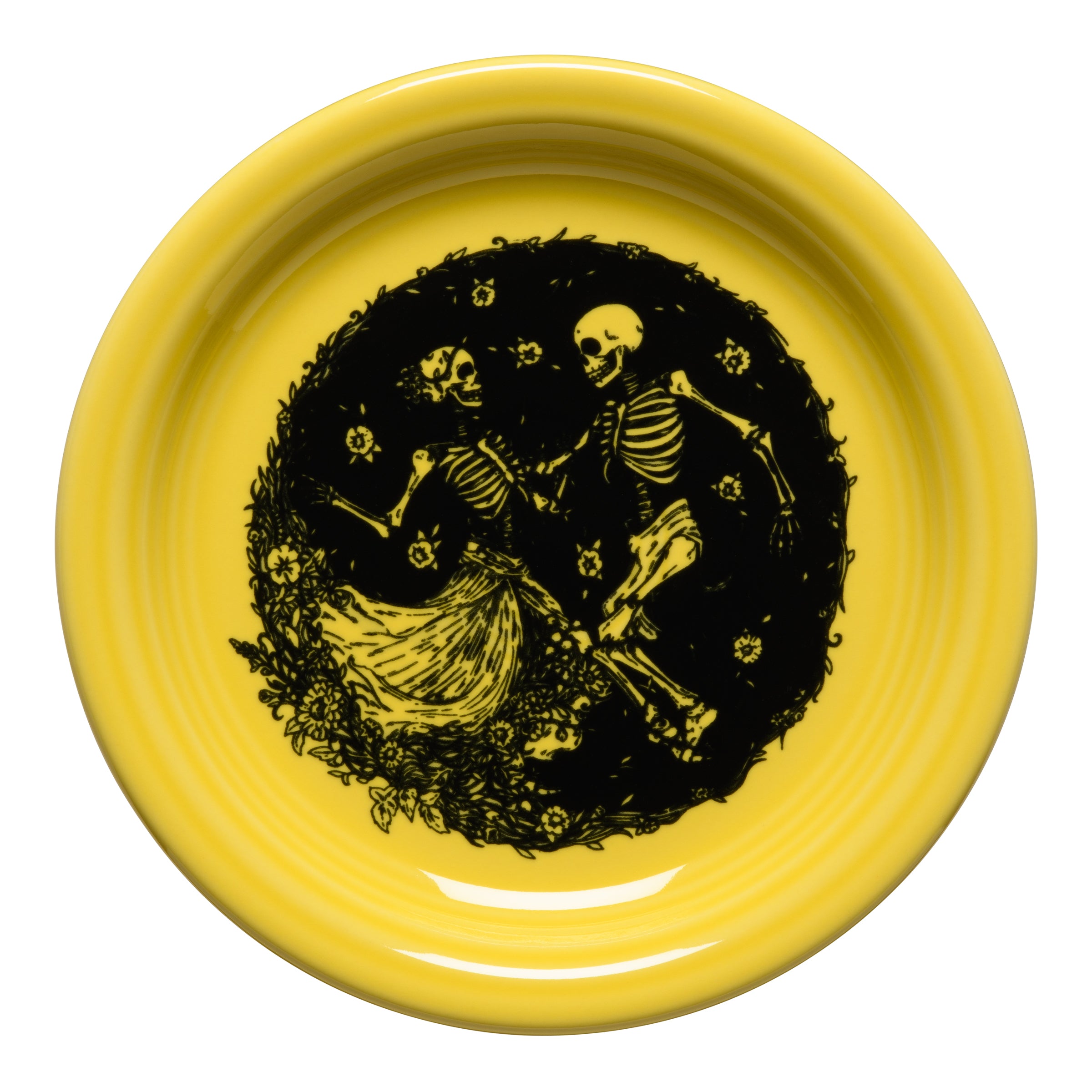 Fiesta Retired Skeleton Duet Sunflower Bistro Coupe 6 1/4 Inch Appetizer Plate - Image 2