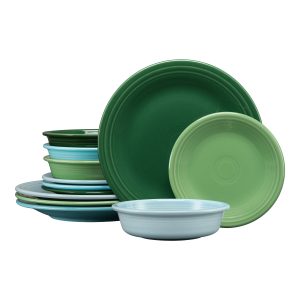 Fiesta Mixed Aegean Classic Rim 12-Piece Dinnerware Set, Service for 4