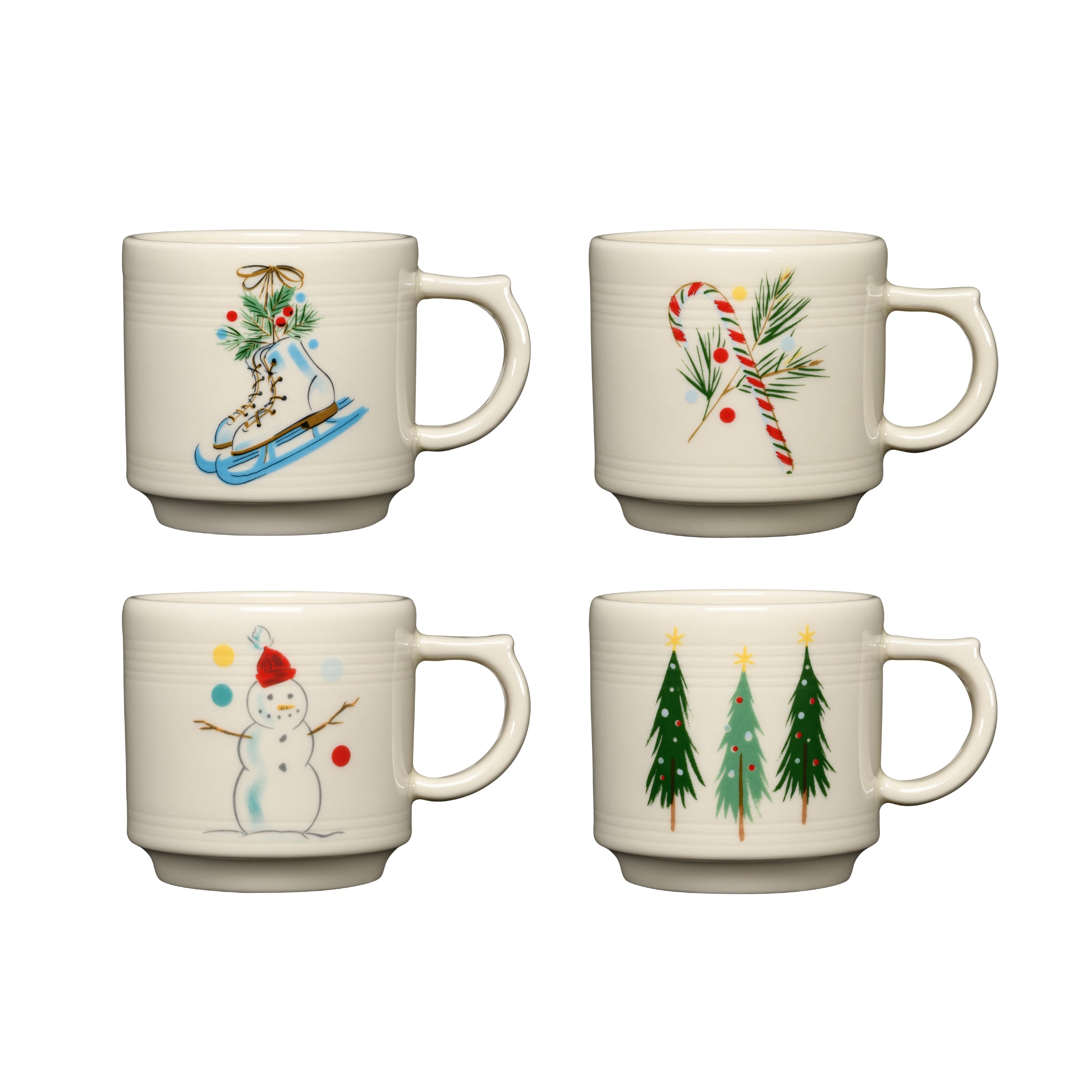 Fiesta Jolly Christmas Set of 4 16oz Stackable Mug Set