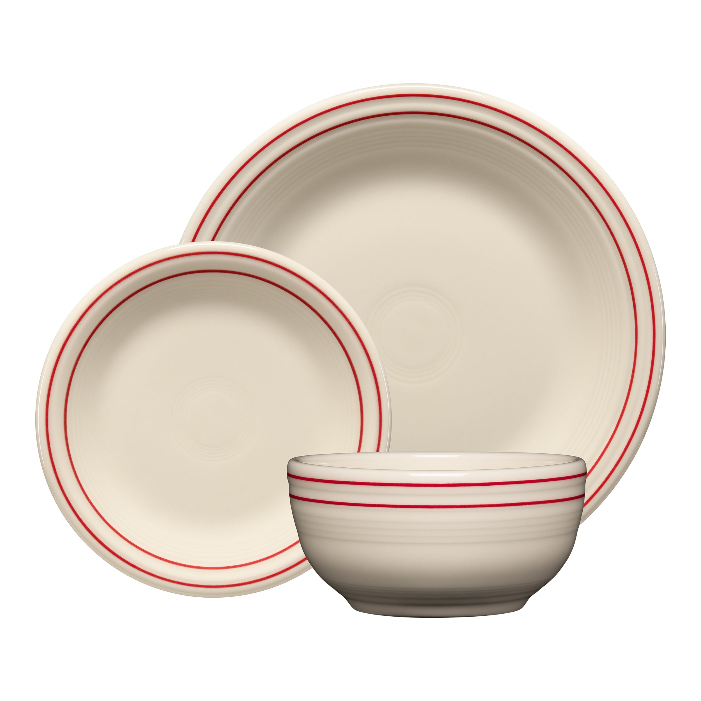 Fiesta Americana Scarlet Band Classic Bistro 3-Piece Dinnerware Set, Service For 1