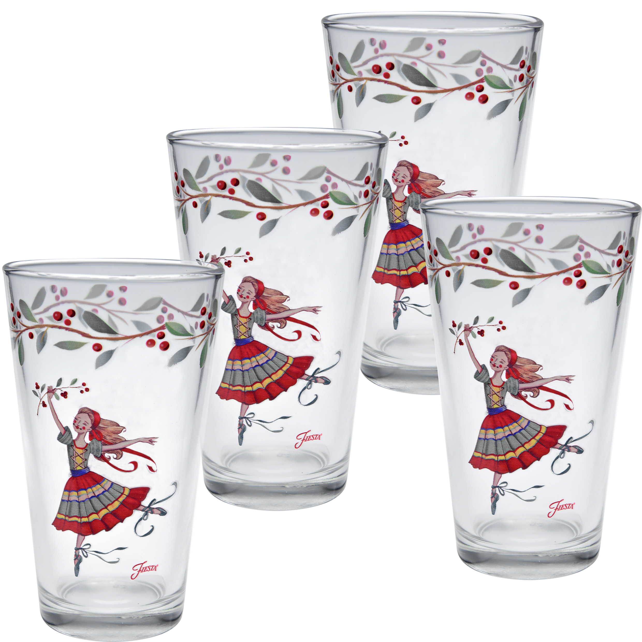 Fiesta Nutcracker The Ballerina 16 oz. Cooler Glass - Set of 4