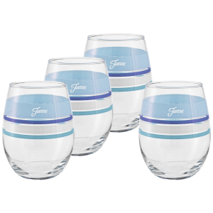 Fiesta Coastal Blues 15 oz. Edgeline Stemless Wine – Set of 4