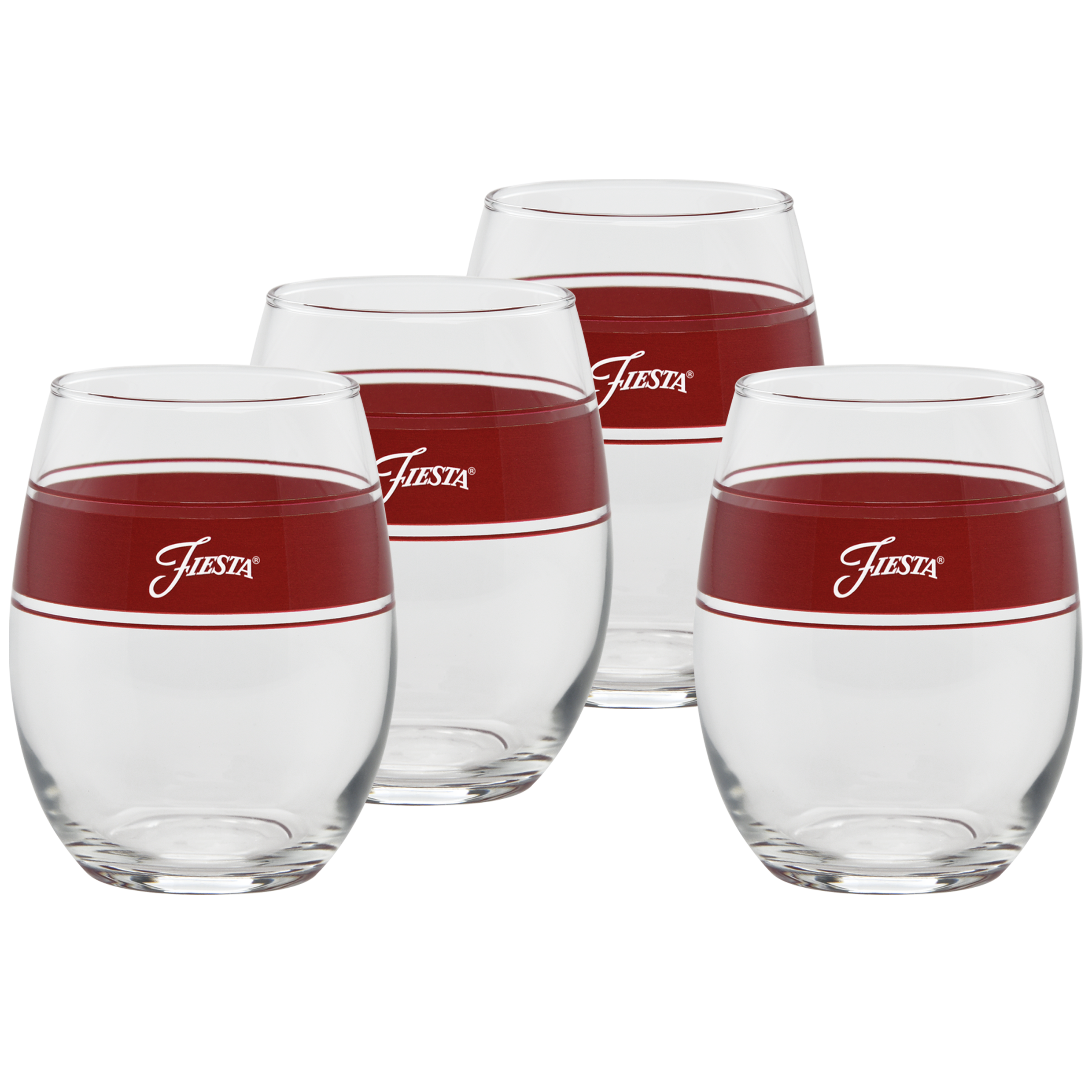 Fiesta 15 oz. Fiesta® Frame Stemless Wine Scarlet – Set of 4