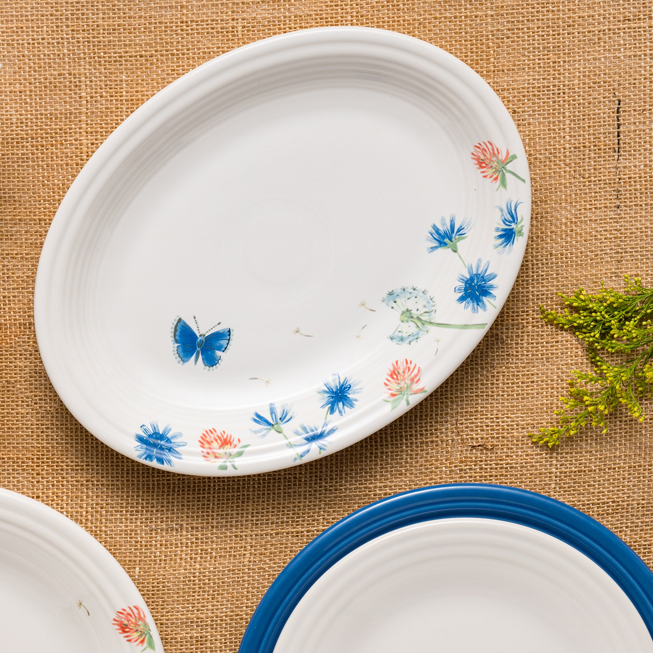 Fiesta Retired Breezy Floral 11 5/8 Inch Medium Oval Serving Platter - Image 2