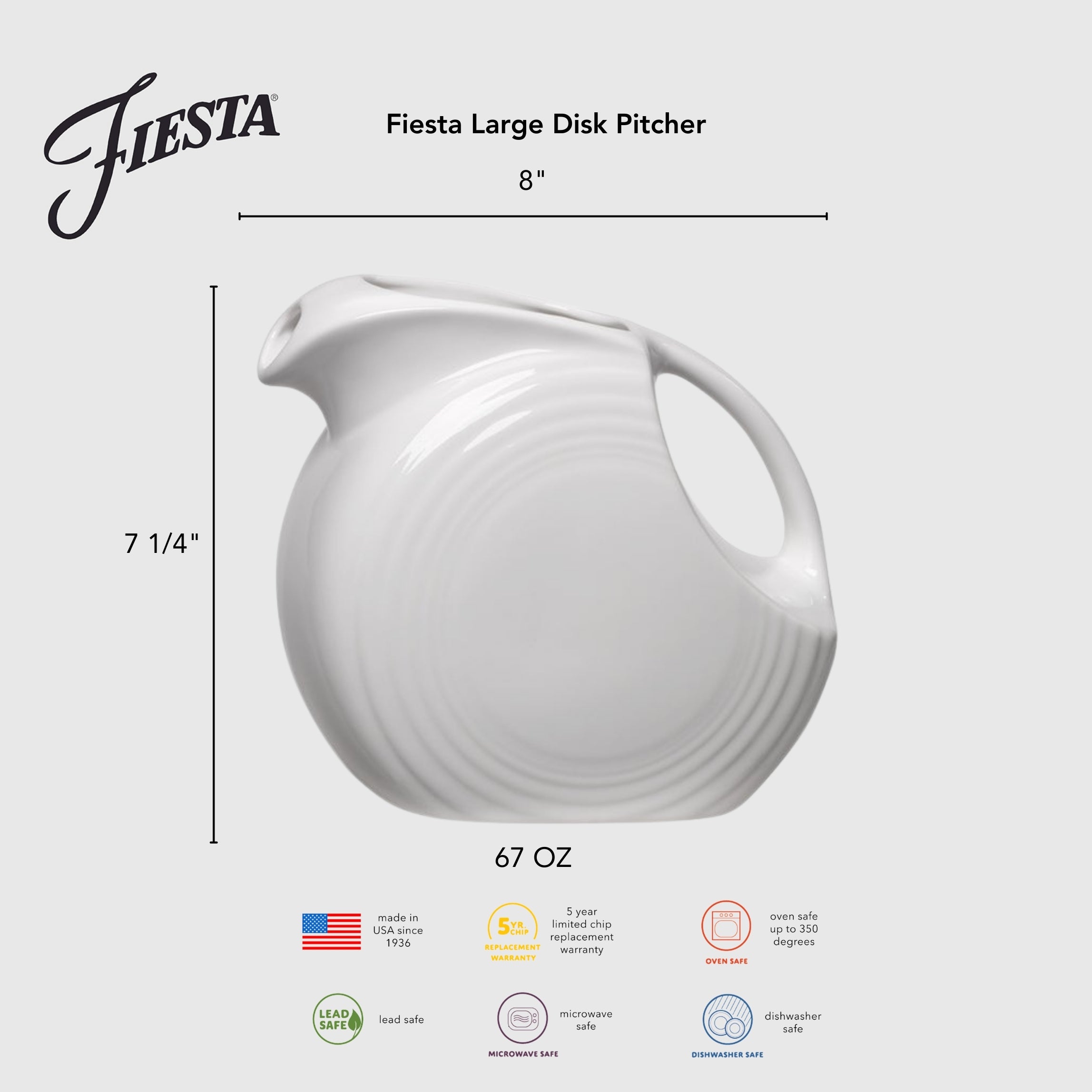 Fiesta Lavender 67 OZ Large Disk Pitcher - Image 2