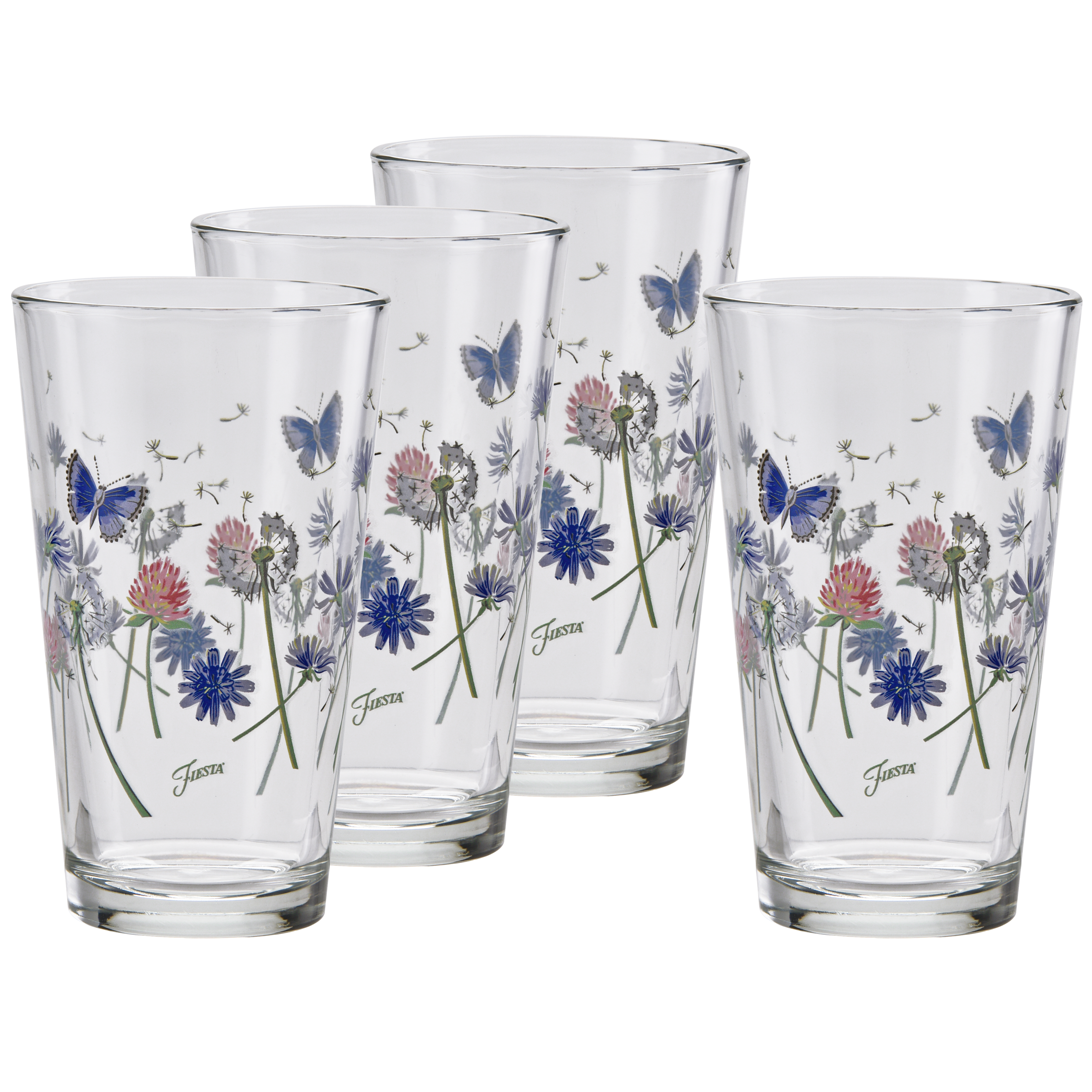 Fiesta Retired Breezy Floral 16 oz. Cooler Glass - Set of 4
