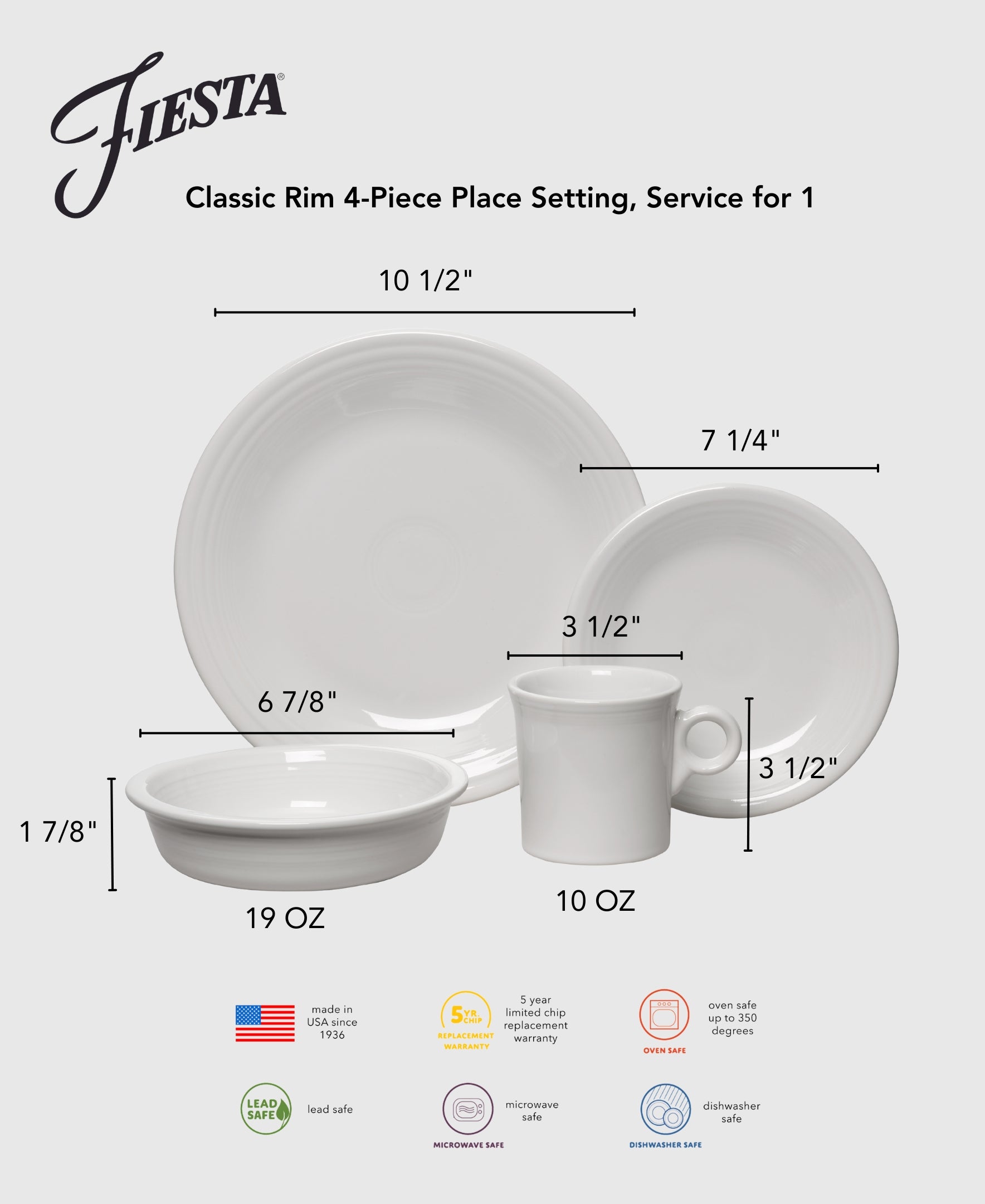 Fiesta Classic Rim 4-Piece Dinnerware Set, Service for 1 - Image 10