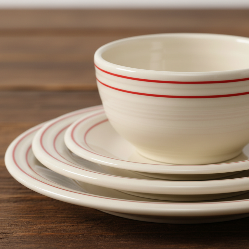 Fiesta Americana Scarlet Band Set of 4 Classic Rim 7 1/4-Inch Salad Plates - Image 3