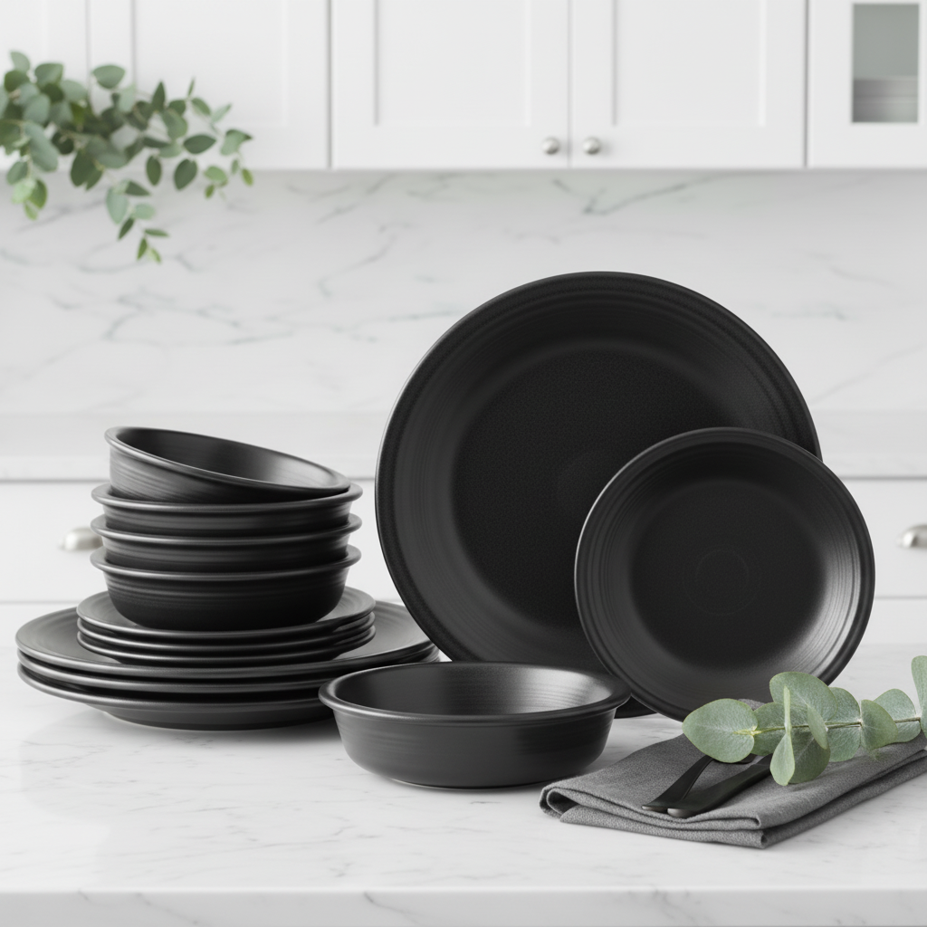 Fiesta Classic Rim 12-Piece Dinnerware Set, Service for 4, Foundry - Image 3