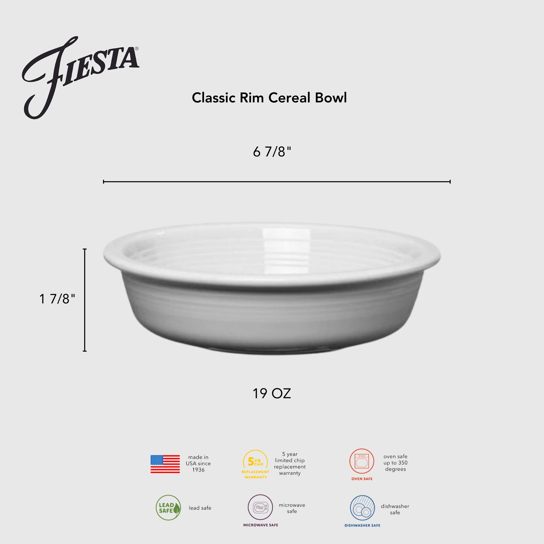 Fiesta Lavender Classic Rim 6 7/8 Inch Cereal Bowl 19 OZ - Image 3