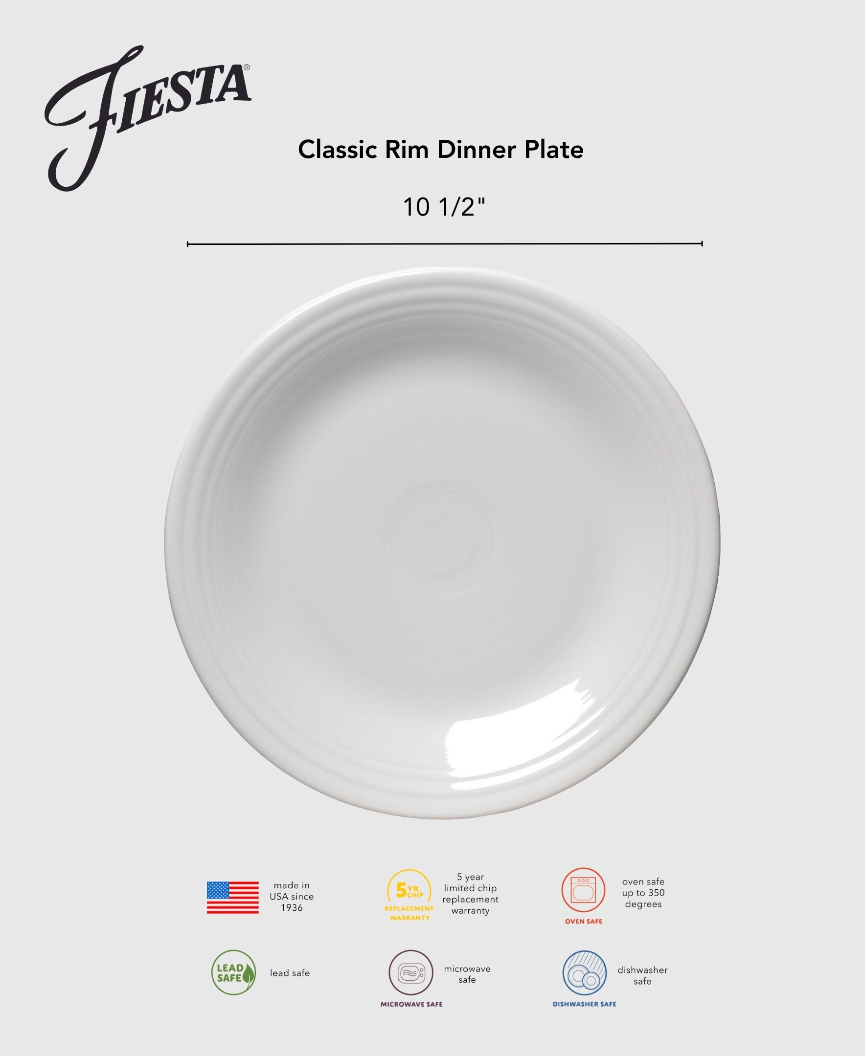 Fiesta Lavender Classic Rim 10 1/2 Inch Dinner Plate - Image 2