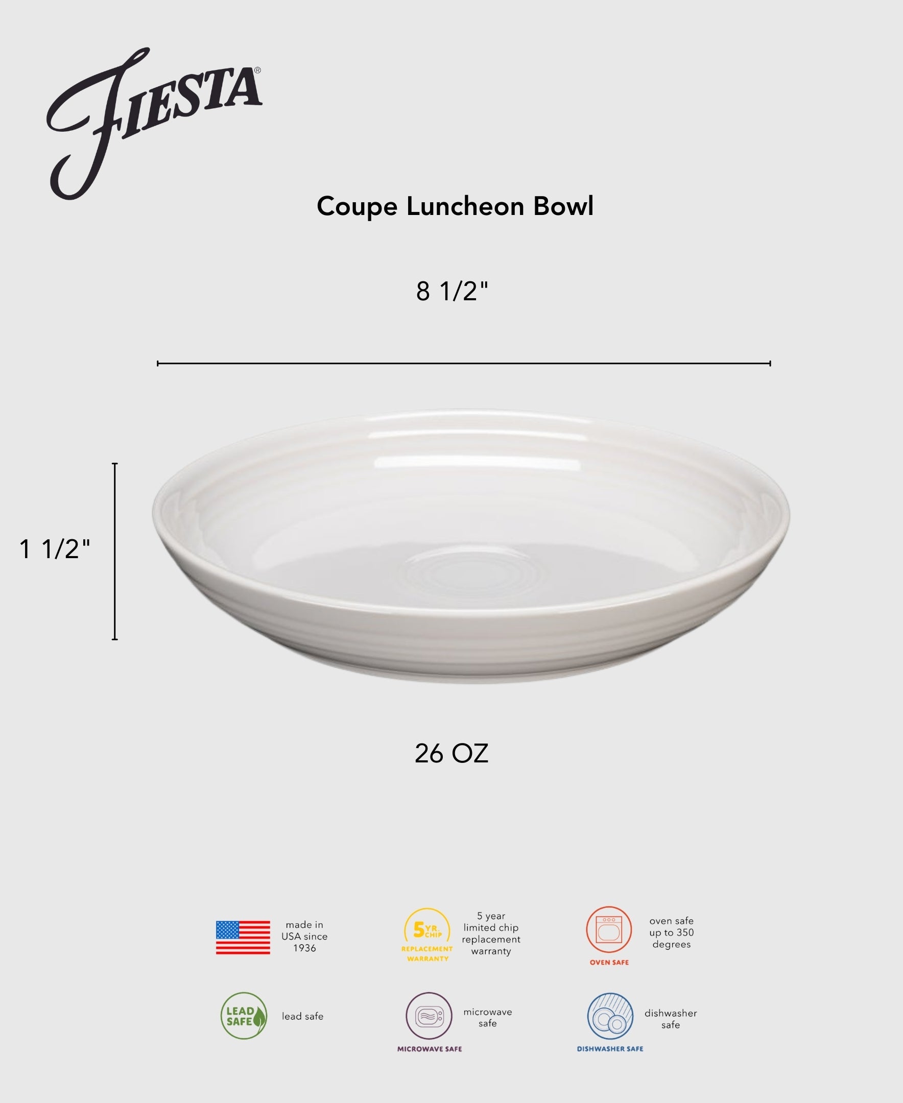 Fiesta Lavender Coupe 8 1/2 Inch Luncheon Bowl 26 OZ - Image 2