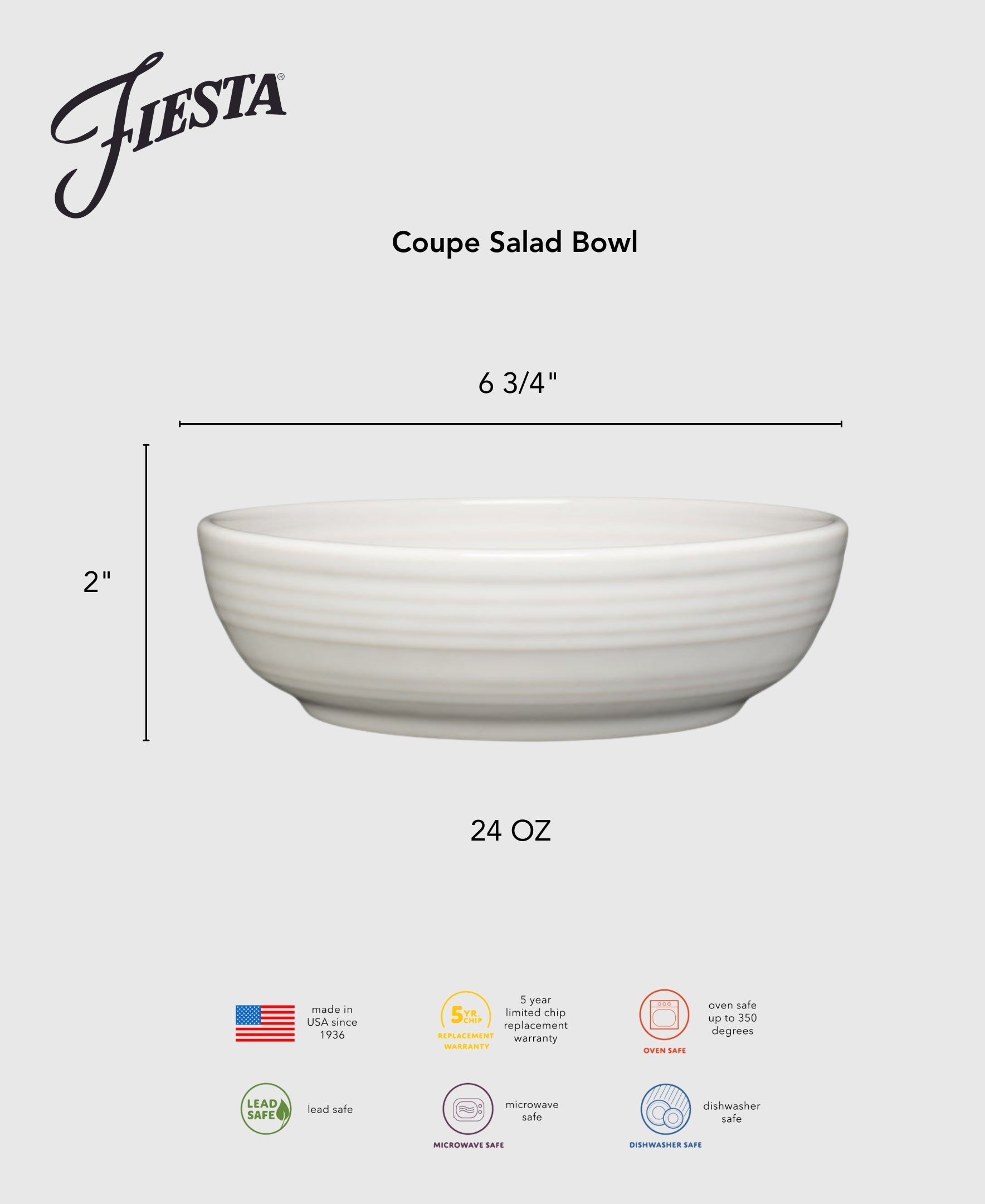 Fiesta Lavender Coupe 6 3/4 Inch Salad Bowl 24 OZ - Image 2