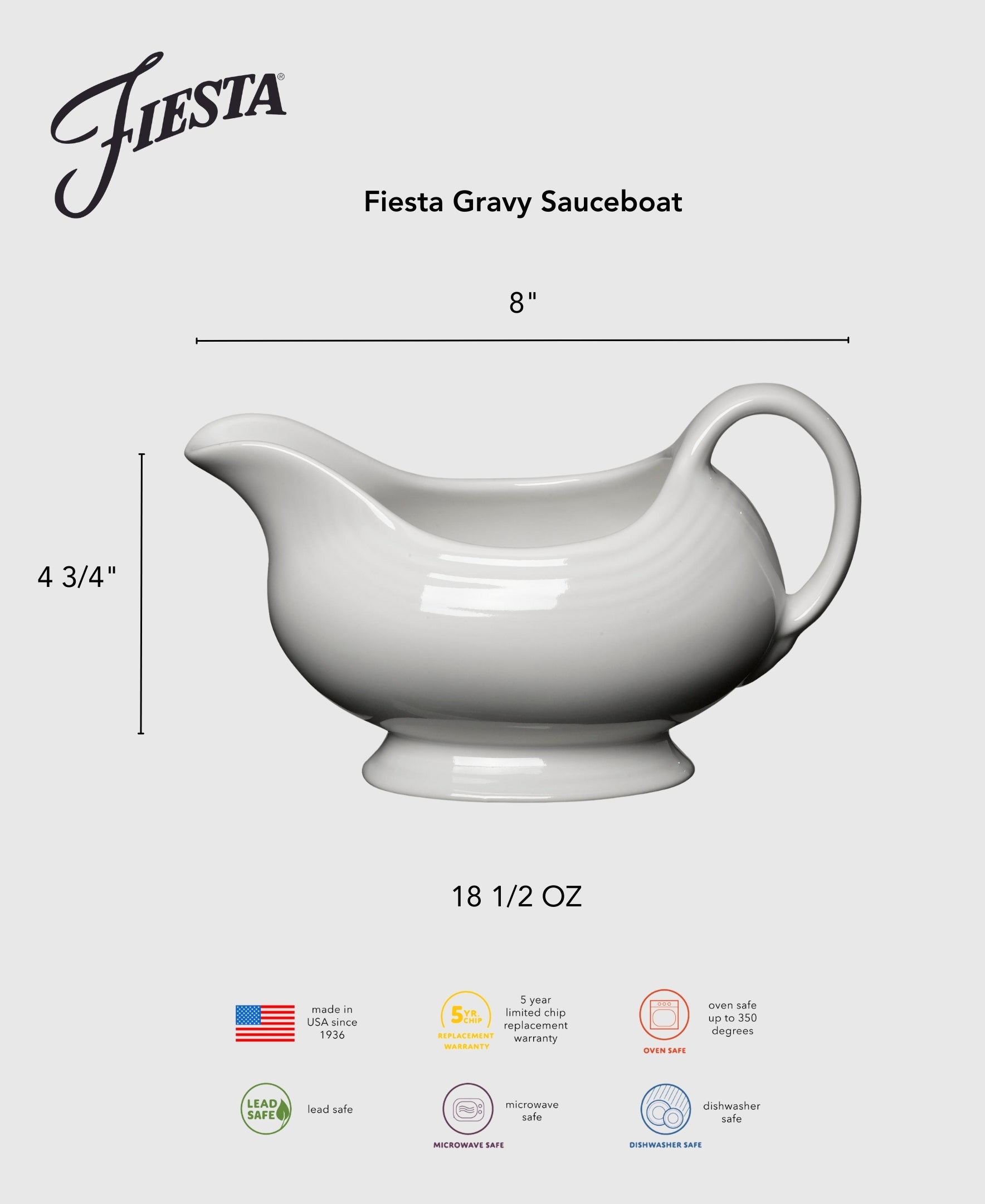 Fiesta Fiesta 18 1/2 OZ Gravy Sauceboat - Image 3