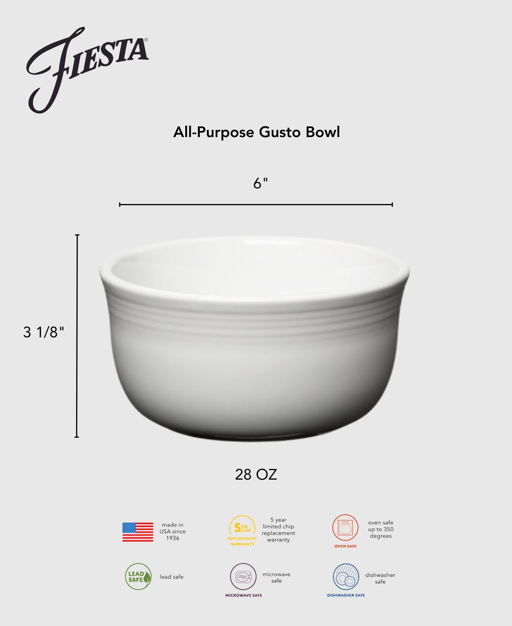 Fiesta Lavender All-Purpose 6 Inch Gusto Bowl 28 OZ - Image 3