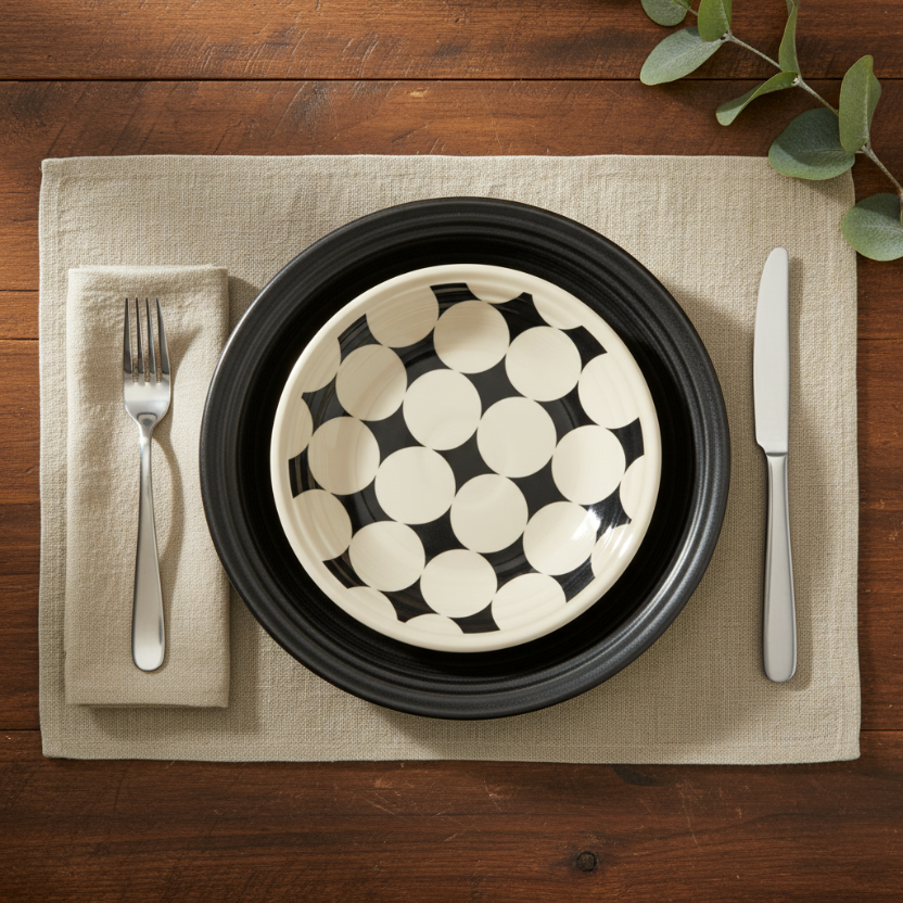Fiesta Fiesta Black Kaleido Circles Classic Rim 9 Inch Luncheon Plate - Image 2