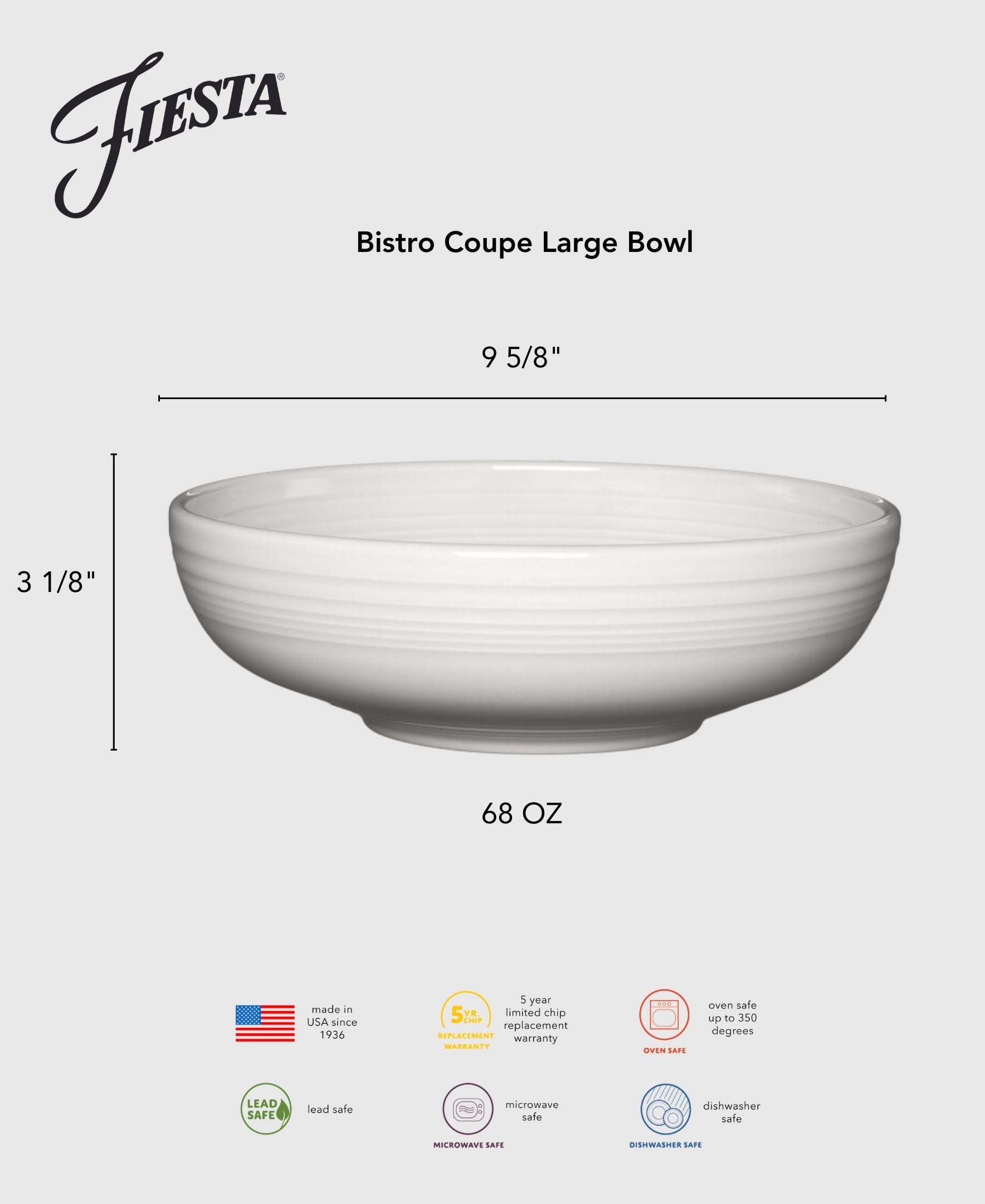 Fiesta Lavender Bistro Coupe 9 5/8 Inch Large Bowl 68 OZ - Image 3