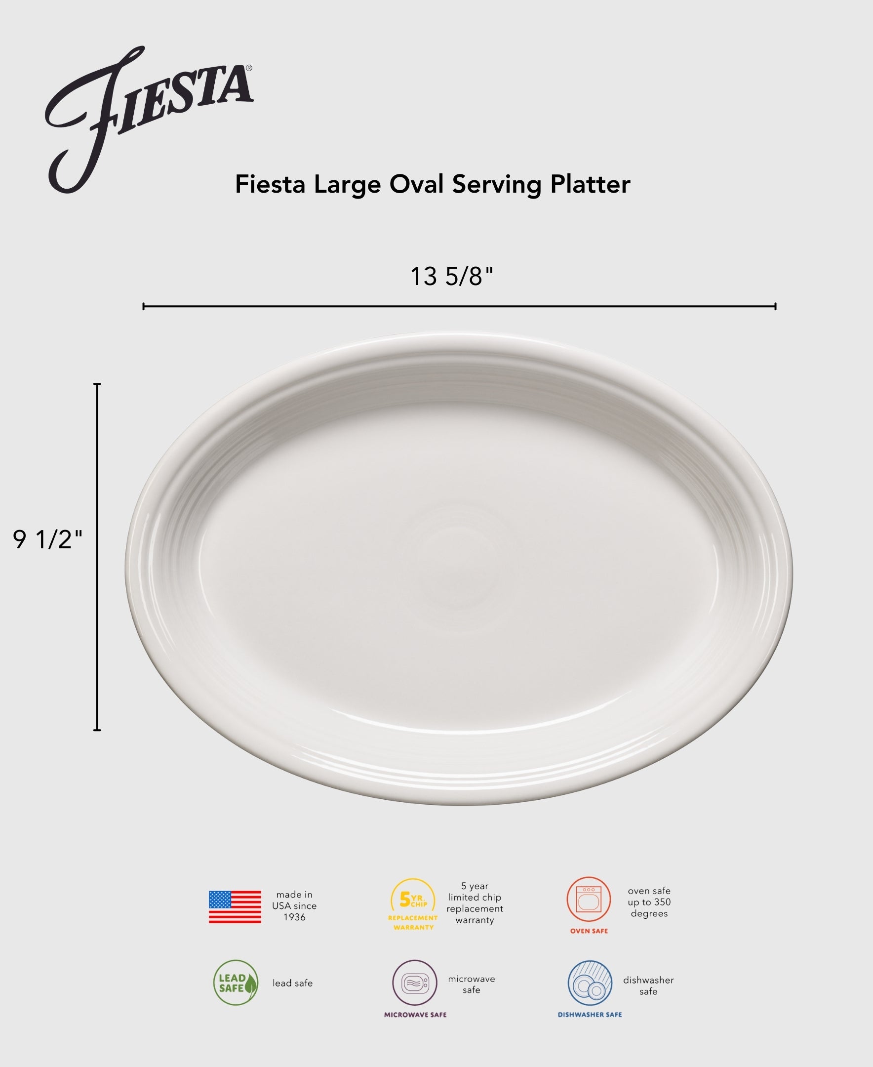 Fiesta Fiesta 13 5/8 Inch Large Oval Serving Platter - Image 2