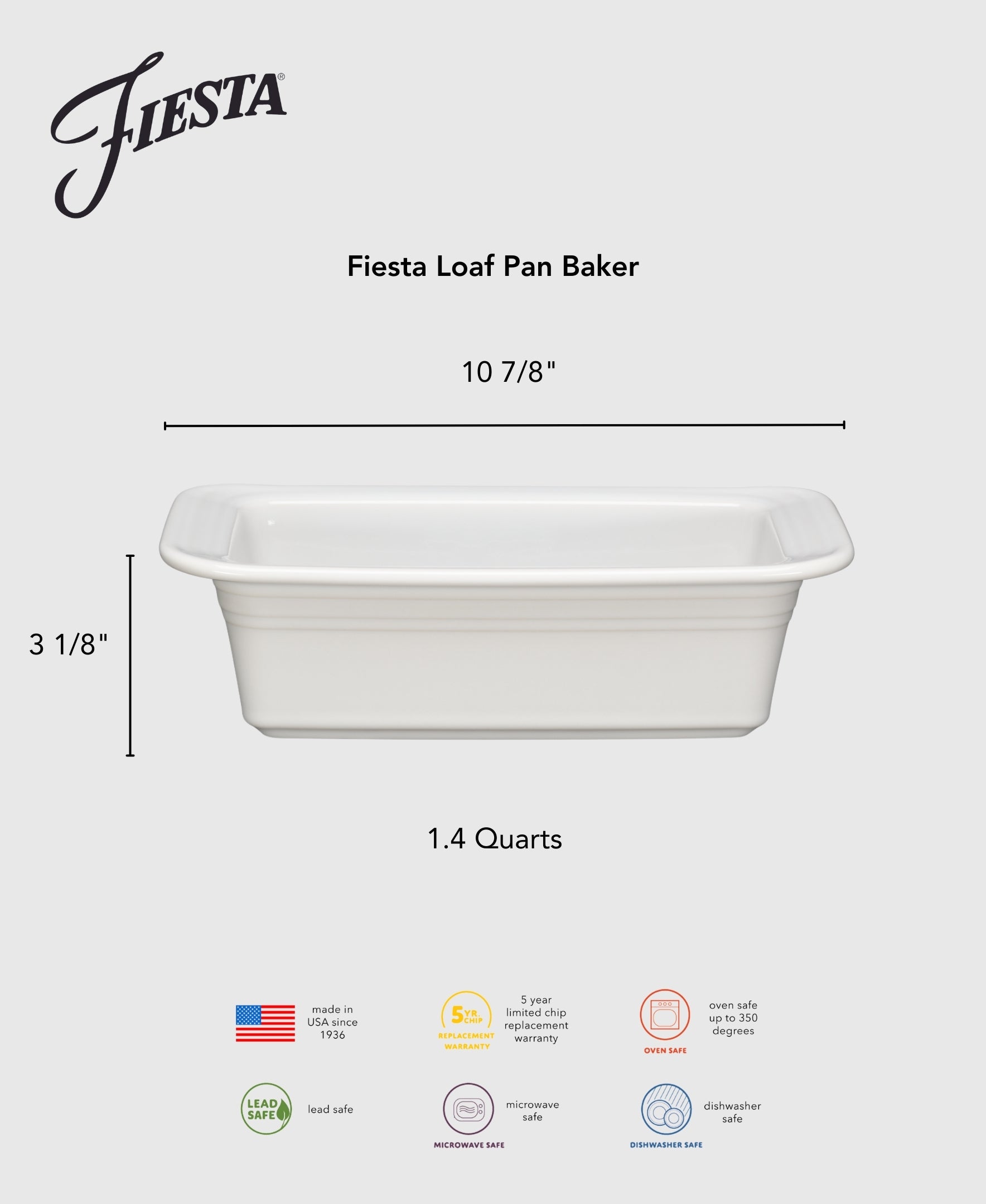 Fiesta Lavender 10 3/4 Inch x 5 3/4 Inch Loaf Pan Baker 1.4 Quarts - Image 4