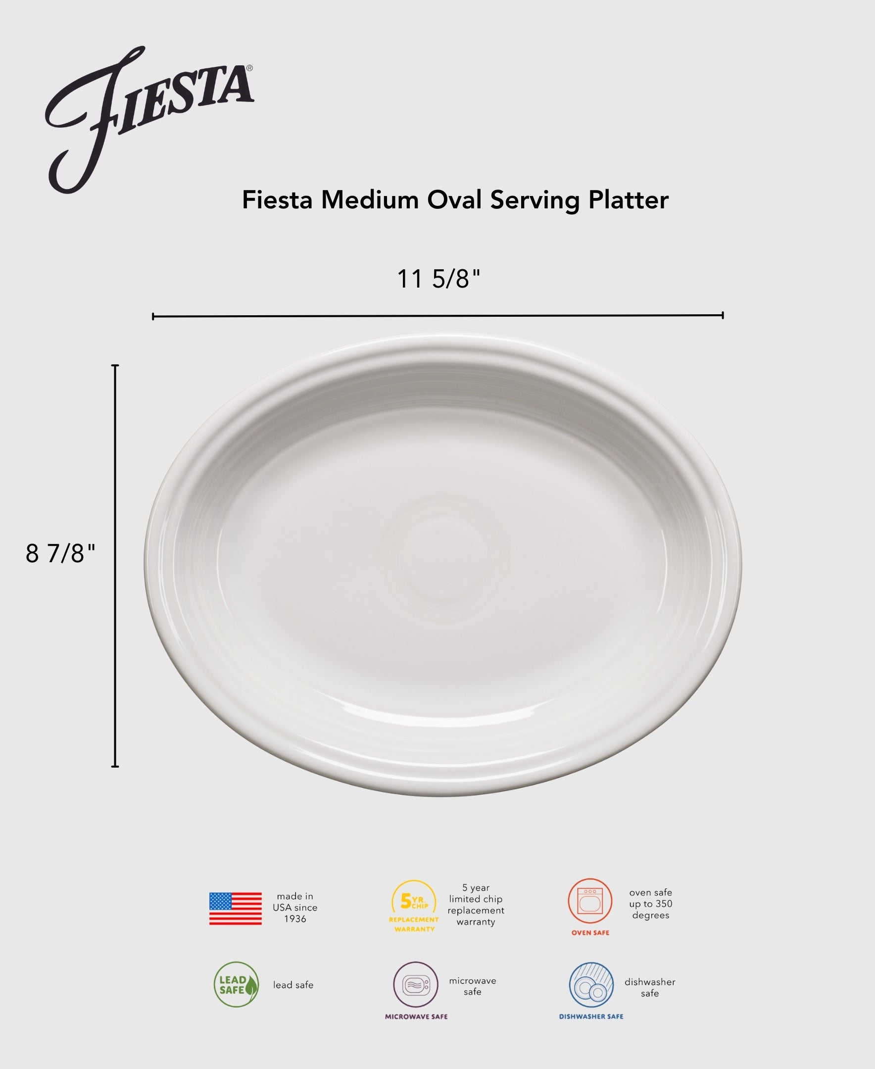 Fiesta Lavender 11 5/8 Inch Medium Oval Serving Platter - Image 3