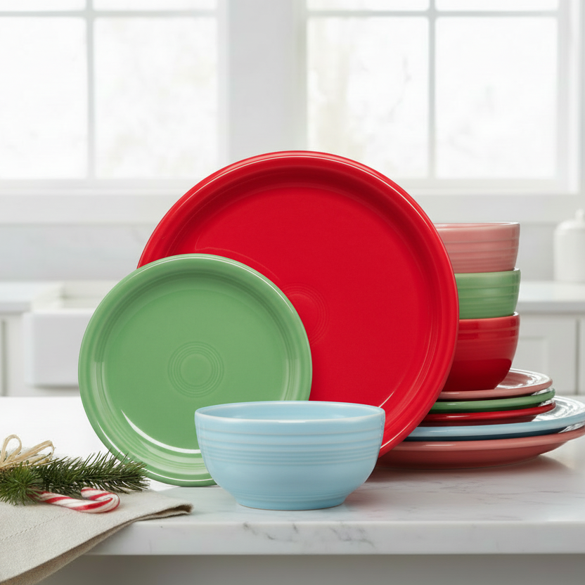 Fiesta Peppermint Frost Mixed Color Bistro Coupe 12-Piece Dinnerware Set, Service for 4 - Image 2