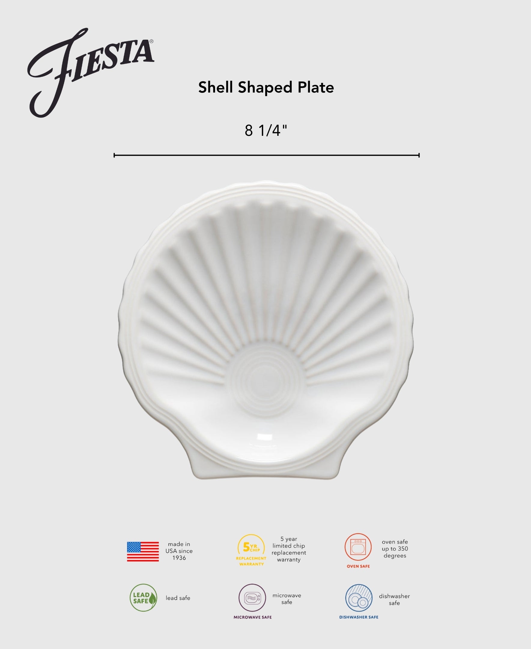 Fiesta Retired Shell Shaped Plate 8 1/4 Inch - Image 2