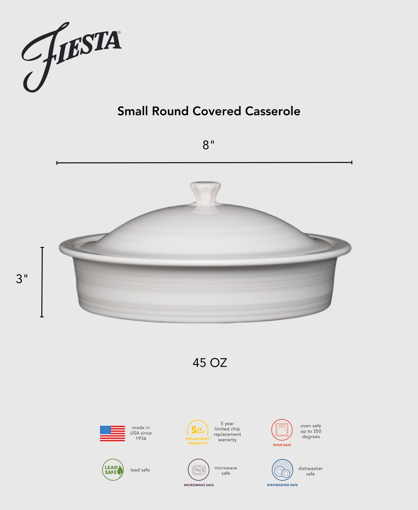 Fiesta Retired Small 10 Inch Round Covered Casserole 1.4 Quart - Image 3