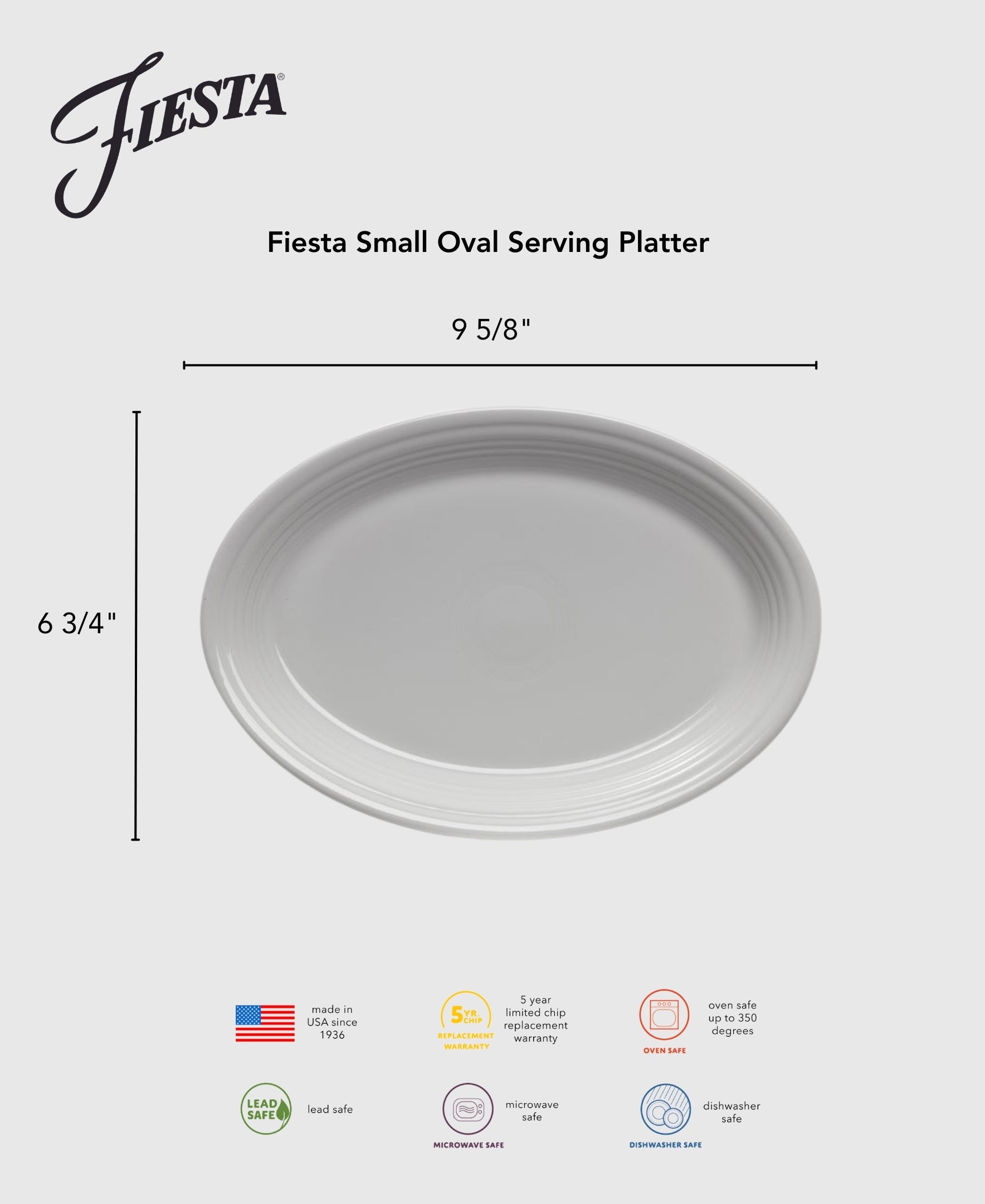 Fiesta Lavender 9 5/8 Inch Small Oval Serving Platter - Image 3